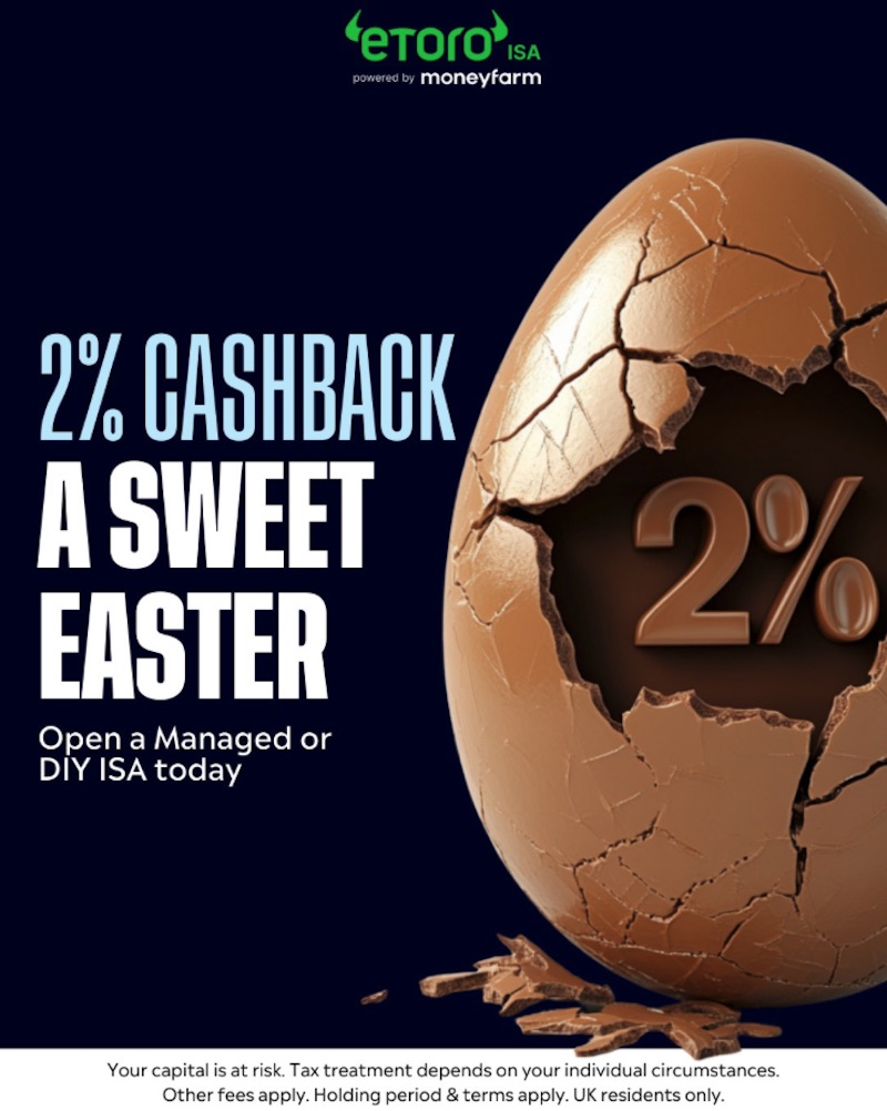 eToro Launches 2% Cashback Offer on Stocks & Shares ISAs for UK Investors